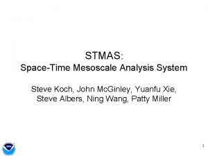 STMAS SpaceTime Mesoscale Analysis System Steve Koch John