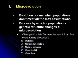I Microevolution Evolution occurs when populations dont meet