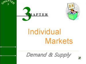 3 CHAPTER Individual Markets Demand Supply MARKETS DEFINED