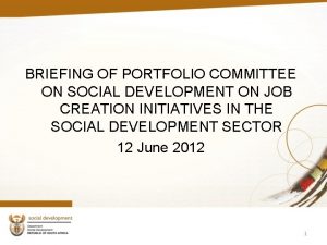 BRIEFING OF PORTFOLIO COMMITTEE ON SOCIAL DEVELOPMENT ON