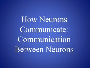 How Neurons Communicate Communication Between Neurons Neurotransmitters A