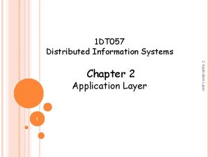 1 DT 057 Distributed Information Systems Application Layer