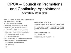 CPCA Council on Promotions and Continuing Appointment Current