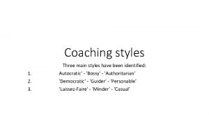 Coaching styles 1 2 3 Three main styles