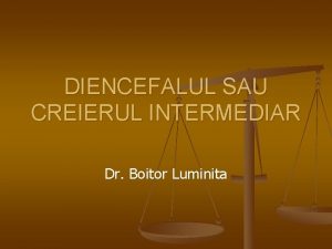 DIENCEFALUL SAU CREIERUL INTERMEDIAR Dr Boitor Luminita Situat