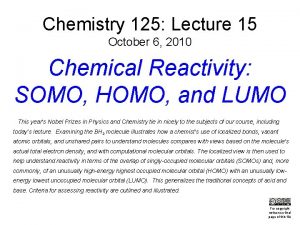 Chemistry 125 Lecture 15 October 6 2010 Chemical