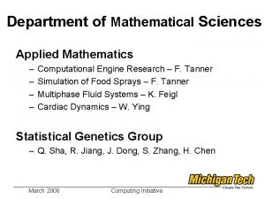 Department of Mathematical Sciences Applied Mathematics Computational Engine