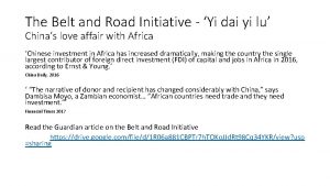 The Belt and Road Initiative Yi dai yi