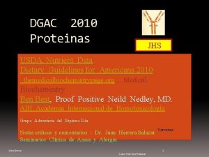 DGAC 2010 Proteinas JHS USDA Nutrient Data Dietary