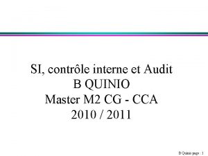 SI contrle interne et Audit B QUINIO Master