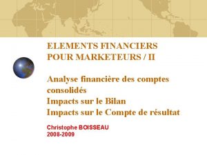 ELEMENTS FINANCIERS POUR MARKETEURS II Analyse financire des