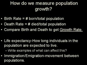 How do we measure population growth Birth Rate