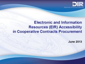 Electronic and Information Resources EIR Accessibility in Cooperative