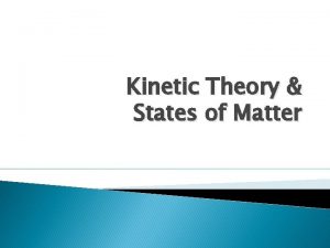 Kinetic Theory States of Matter States of Matter
