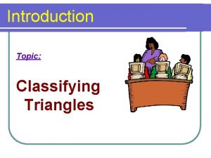 Introduction Topic Classifying Triangles Objective Students will identify