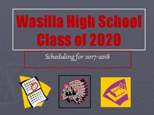 Wasilla High School Class of 2020 Scheduling for