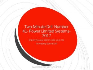 Two Minute Drill Number 41 Power Limited Systems