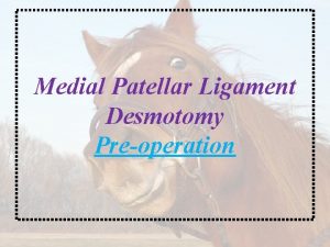 Medial Patellar Ligament Desmotomy Preoperation Indications Upward patellar