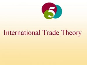 5 International Trade Theory International Trade Theory INTRODUCTION