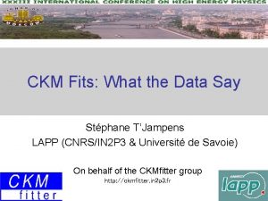 CKM Fits What the Data Say Stphane TJampens