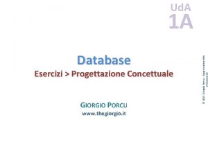Ud A Database Esercizi Progettazione Concettuale GIORGIO PORCU
