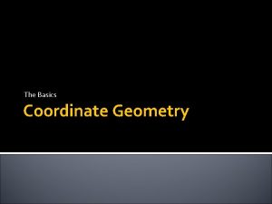 The Basics Coordinate Geometry The Coordinate System A