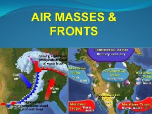 AIR MASSES FRONTS AIR MASS an extremely large