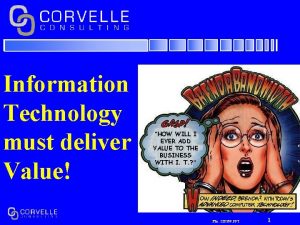 I T Value Information Technology must deliver Value