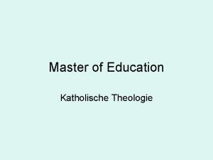 Master of Education Katholische Theologie Verteilung der Kreditpunkte