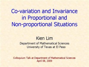 Covariation and Invariance in Proportional and Nonproportional Situations