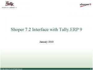 Shoper 7 2 Interface with Tally ERP 9