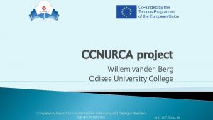 CCNURCA project Willem vanden Berg Odisee University College