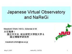 Japanese Virtual Observatory and Na Re Gi Masatoshi