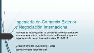 Ingeniera en Comercio Exterior y Negociacin Internacional Proyecto