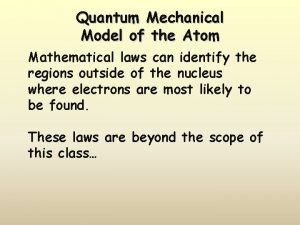 Quantum Mechanical Model of the Atom Mathematical laws