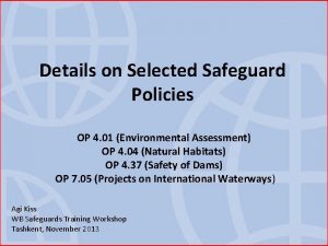 Details on Selected Safeguard Policies OP 4 01