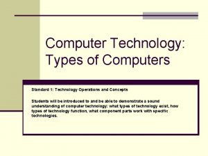 Computer Technology Types of Computers Standard 1 Technology