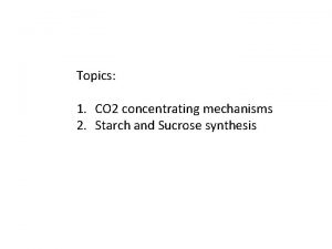 Topics 1 CO 2 concentrating mechanisms 2 Starch