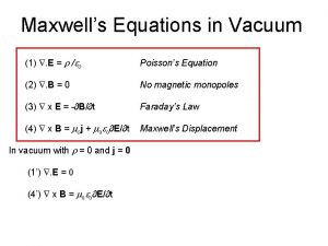 Maxwells Equations in Vacuum 1 E r eo