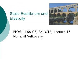 Static Equilibrium and Elasticity PHYS116 A03 31312 Lecture