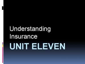 Understanding Insurance UNIT ELEVEN Renters Insurance Protects possession