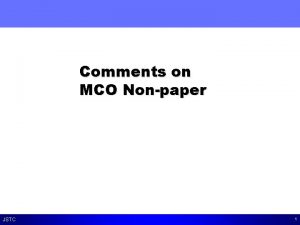 Comments on MCO Nonpaper JSTC 1 JSTCs Key