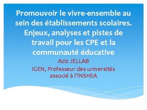 Promouvoir le vivreensemble au sein des tablissements scolaires