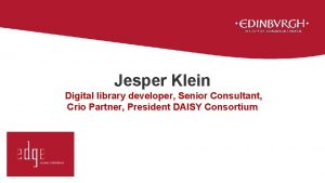 Jesper Klein Digital library developer Senior Consultant Crio