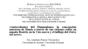 III SIMPOSIO INTERNACIONAL EN LNEA PLACERES PROHIBIDOS SEXO