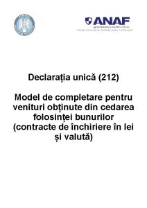 Direcia General de Asisten pentru Contribuabili Declaraia unic