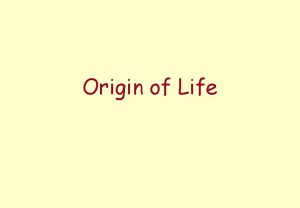 Origin of Life www assignmentpoint com Origin of