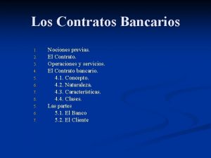 Los Contratos Bancarios 1 2 3 4 5