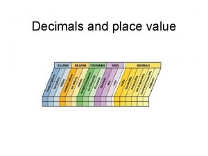 Decimals and place value Decimals as rational numbers