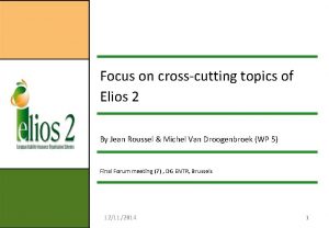 Focus on crosscutting topics of Elios 2 By